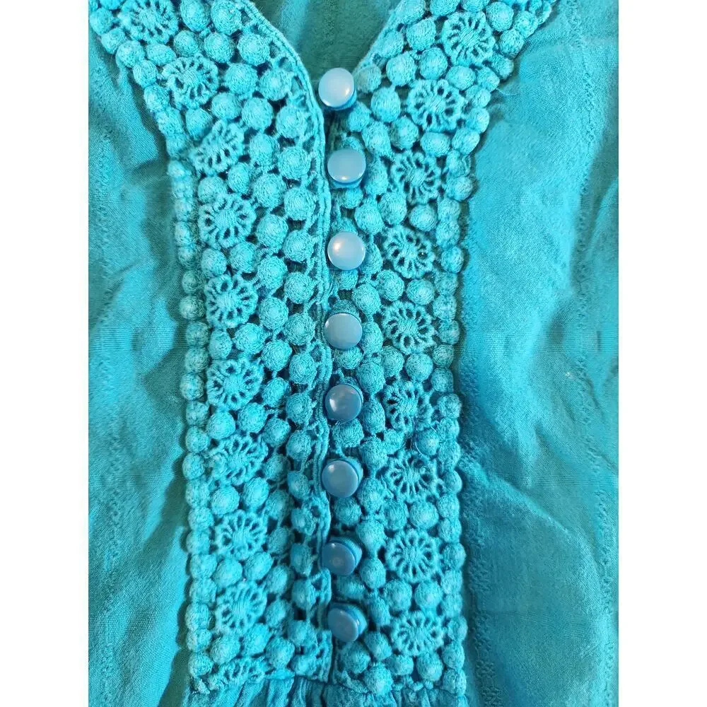 Catherine's women's sz 1X 18/20 cotton tunic blouse teal‎ 3/4 sleeve